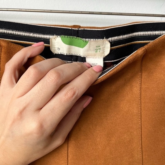 Anthropologie Faux Suede Mid-rise Pull-on Skinny Pant Leggings Ankle Zippers 27 - Picture 4 of 9